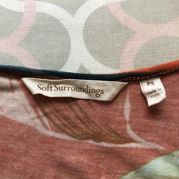 Soft Surroundings Fabiana Tropical Print Ruffle Hem Shirred Maxi Dress Small - Picture 8 of 10